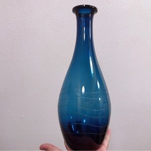 Home Essentials and Beyond Blue Glass Bottle Vase 11.5” Tall